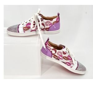 Christian Louboutin Gondolastrass Lip-Print Low-Top Crystal Sneakers